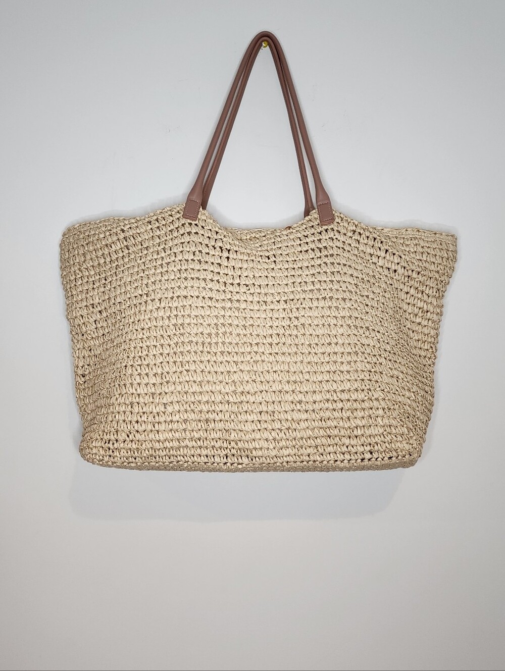 Aqua Bloomingdales Raffia Woven Straw Xtra Large Tote Bag